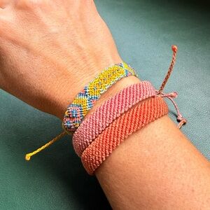 Pura Vida Woven Bracelet Set, multicolor surfer bracelet set. 3 bracelet